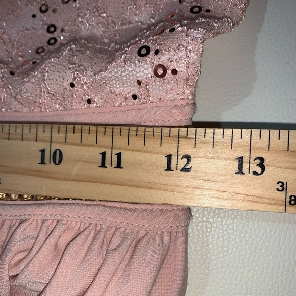 Juniors Morgan & co formal midi dress gown prom small pink keyhole back sequins - Picture 9 of 9